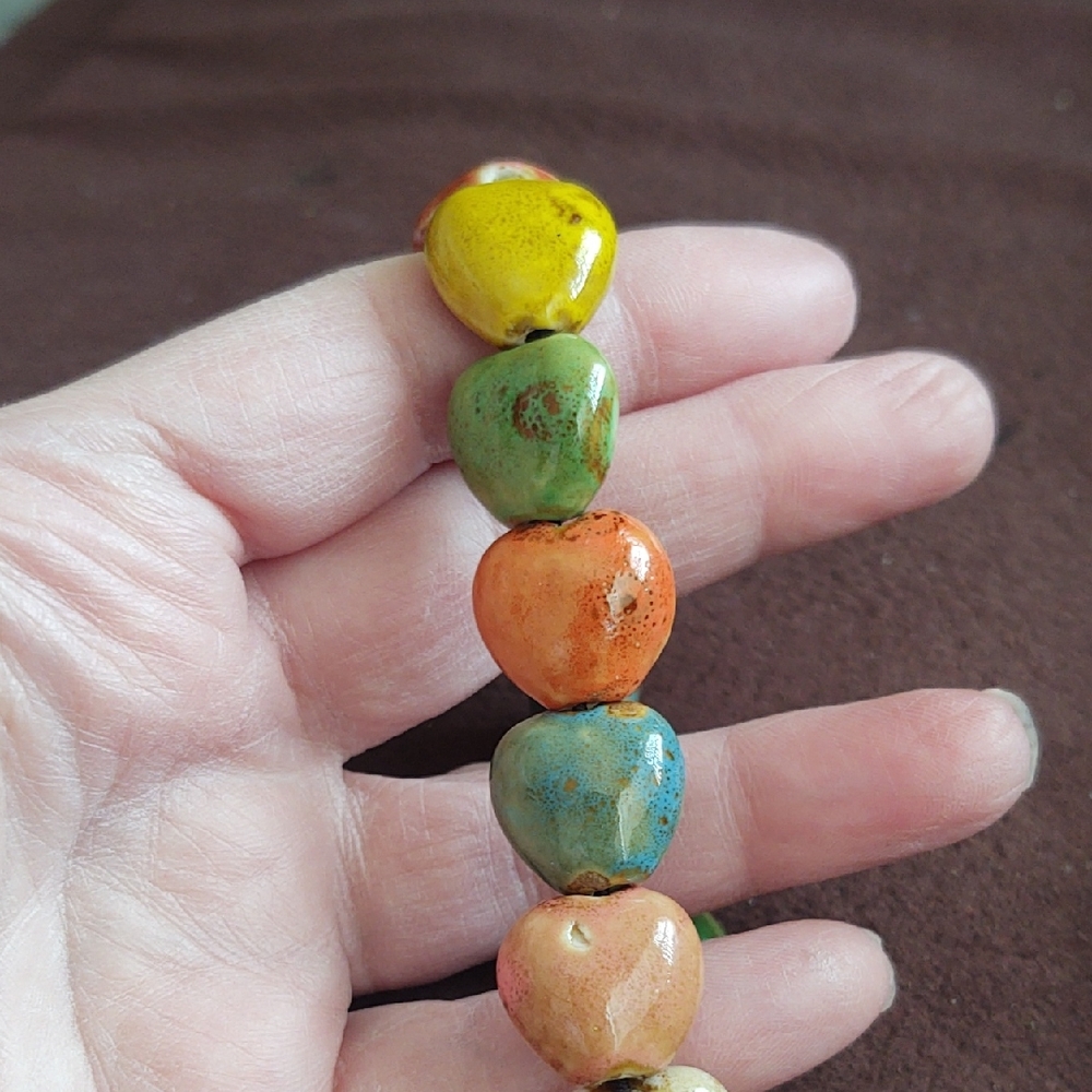 Colorful Natural Stone Heart Bracelet